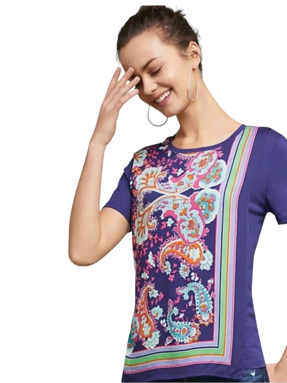 Anthropologie Maeve Maddie Printed Top size Small, cotton modal blend boho print